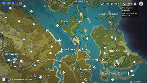 Ngon game - Thần đồng có ký hiệu sao bốn cánh trong Genshin Impact map